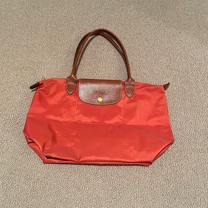 Longchamp Le Pilage Nylon Shopping Tote in rust color